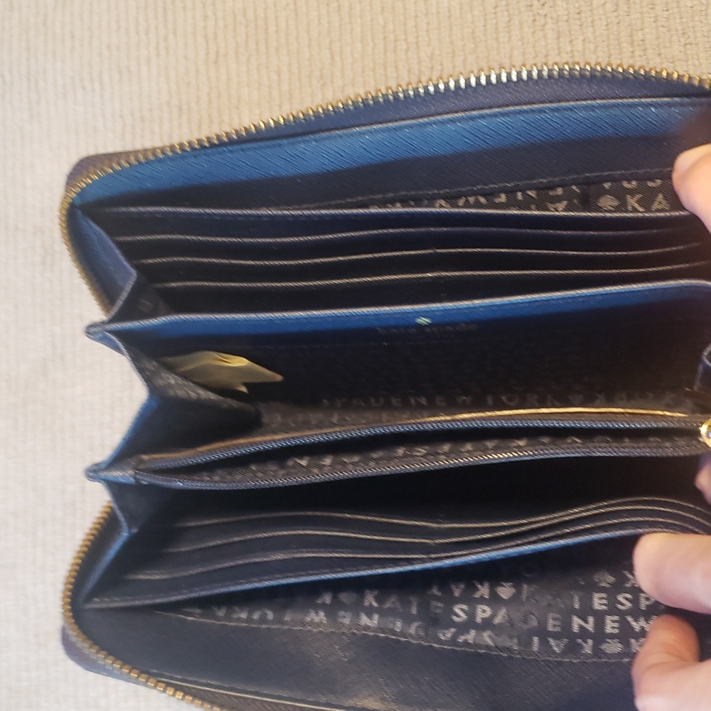 Kate Spade Blue and Gold Large Zip Wallet - Picture 7 of 8